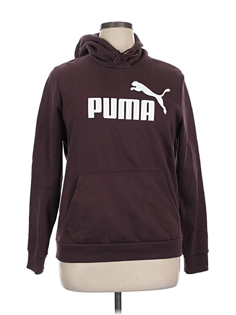 Pre-owned Puma Pullover Hoodie In Burgundy