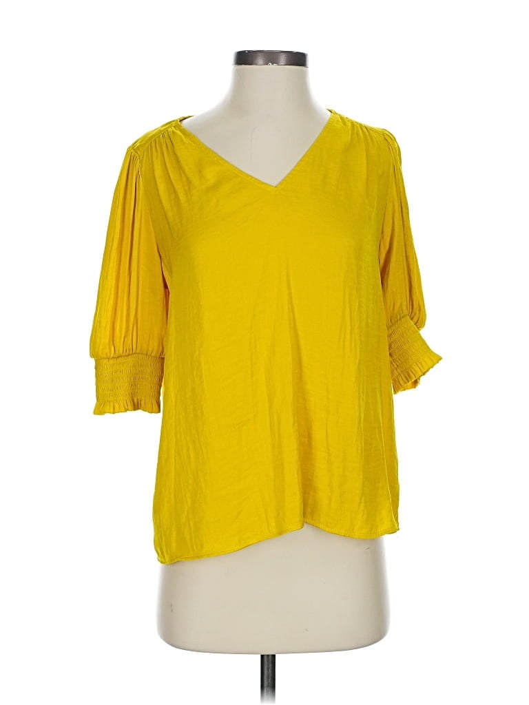 Pre-owned Maison D' Amelie Short Sleeve Blouse In Yellow