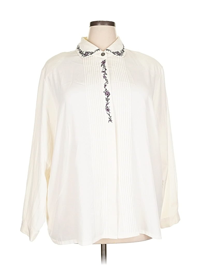 Pre-owned Koret Long Sleeve Blouse In White
