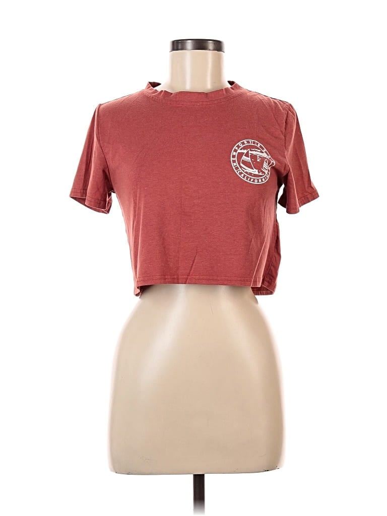 Pre-owned Romwe Short Sleeve T-shirt In Burgundy