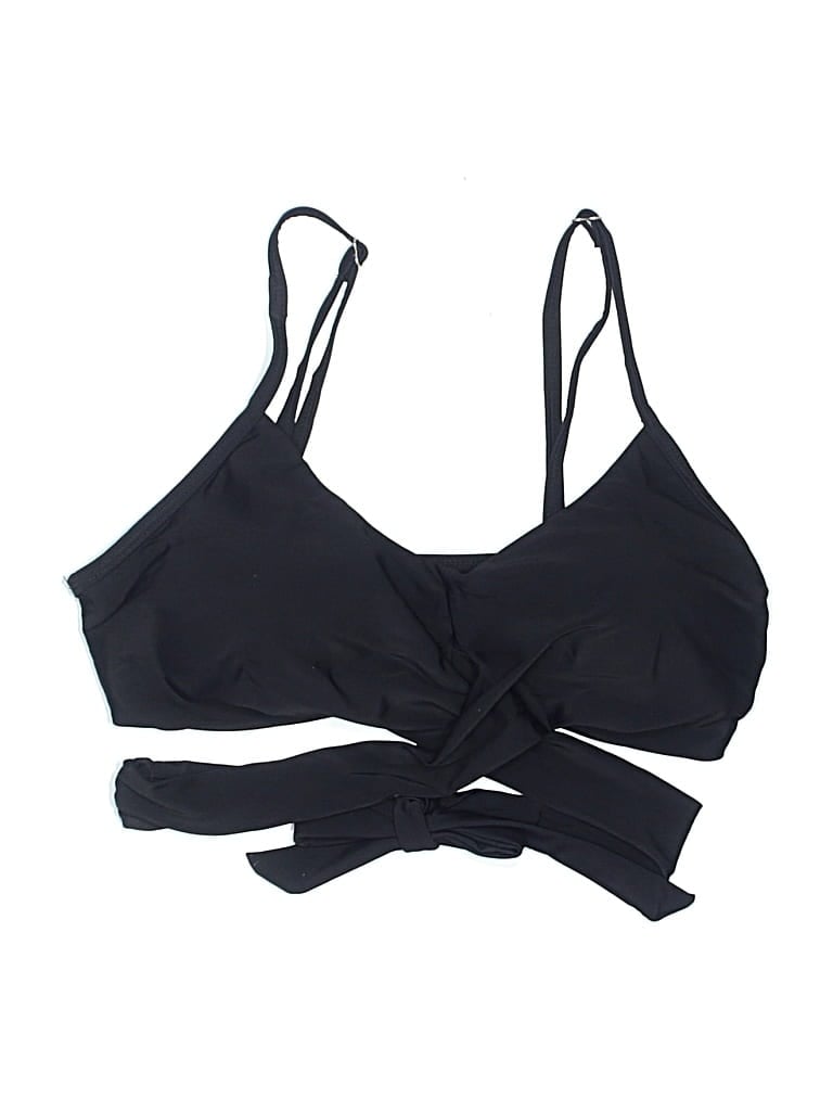 Pre-owned Unbranded Swimsuit Top Black Solid Pattern Swimwear