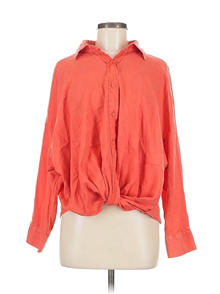 Pre-owned Yfb 3/4 Sleeve Blouse In Orange