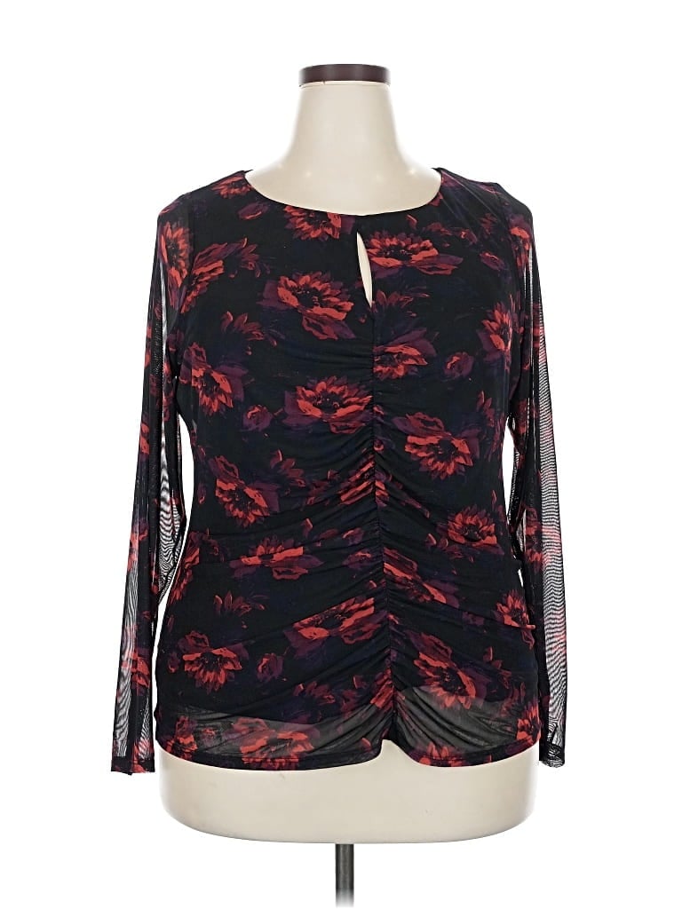 Pre-owned Lane Bryant Long Sleeve Blouse In Black