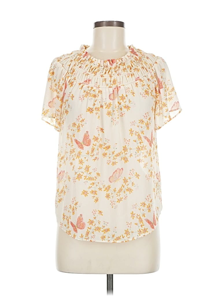 Pre-owned Madewell Short Sleeve Blouse In White