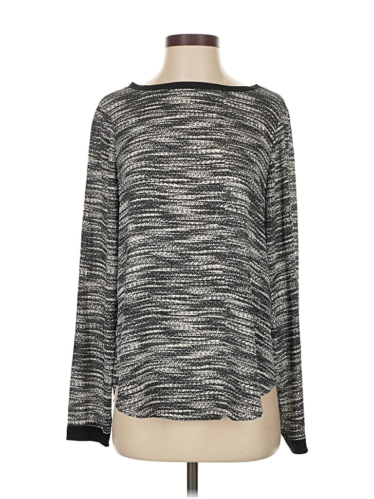 Pre-owned Lou & Grey Long Sleeve Top Gray Boatneck Tops