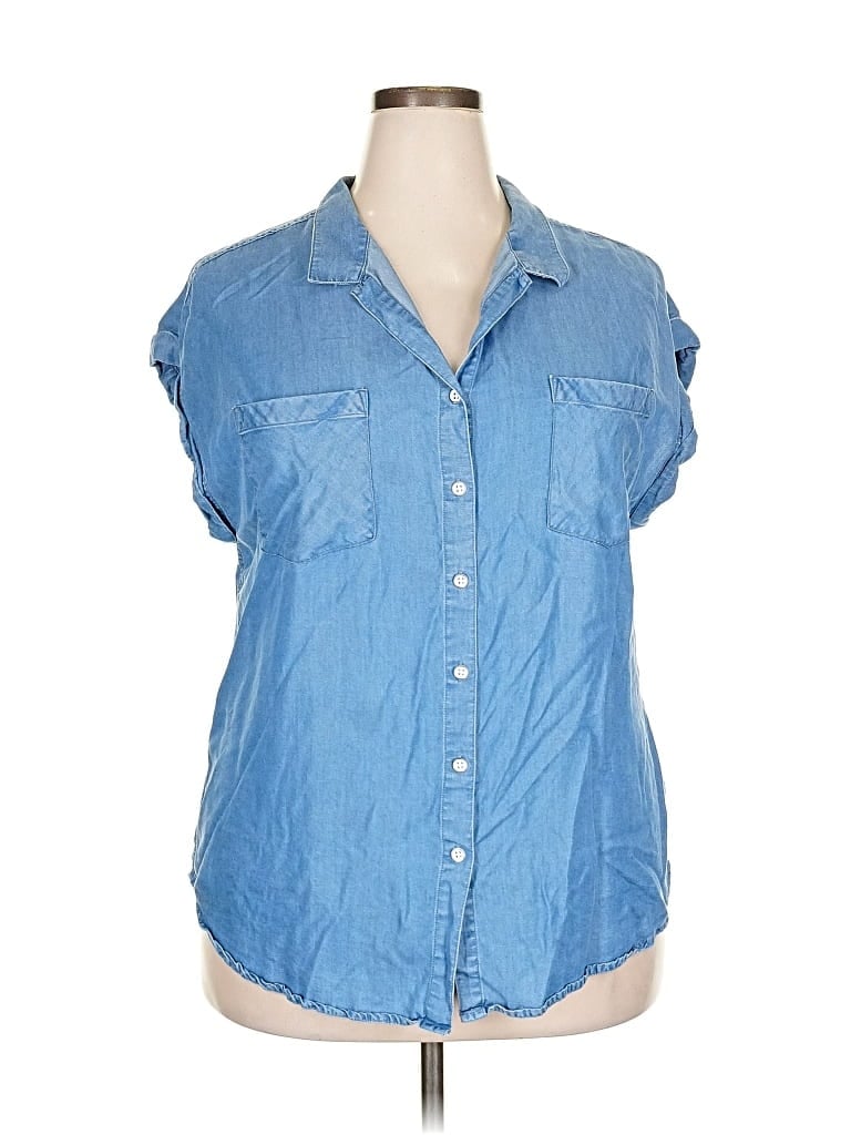 Pre-owned Jachs Girlfriend Short Sleeve Button Down Shirt In Blue