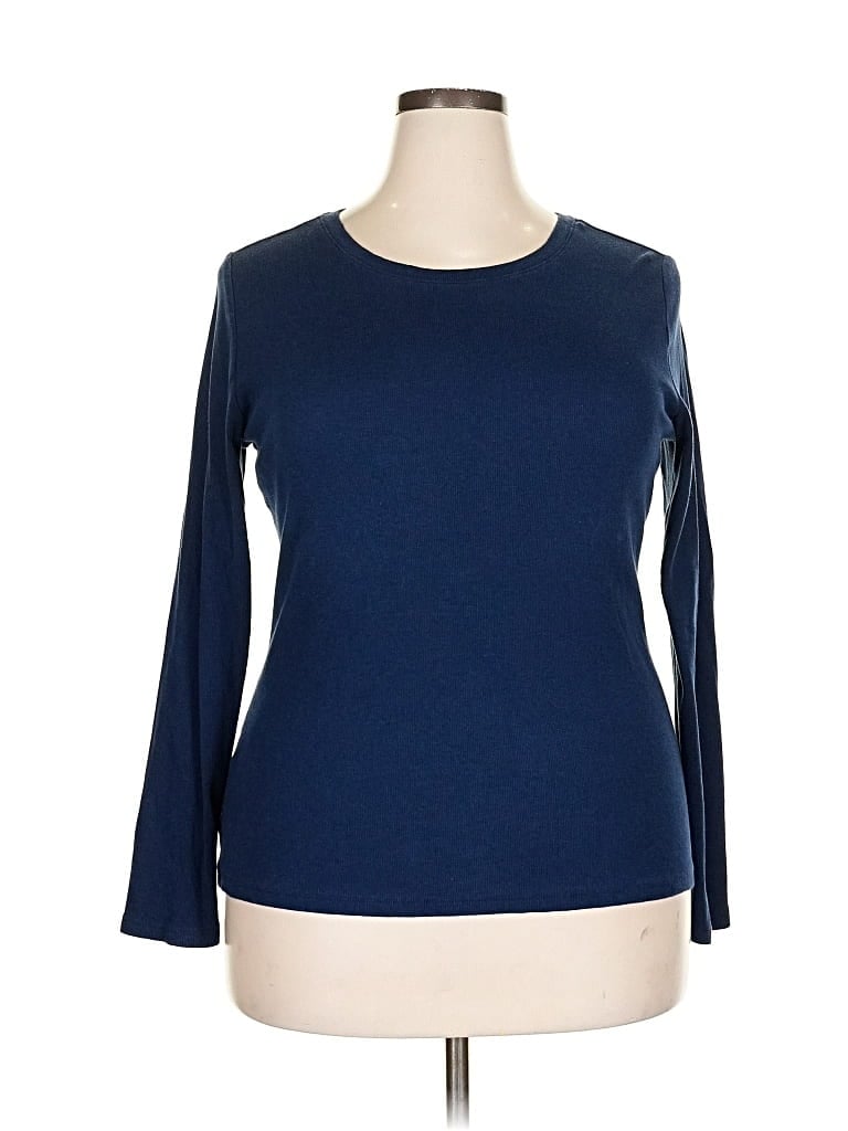 Pre-owned Time And Tru 3/4 Sleeve T-shirt In Blue