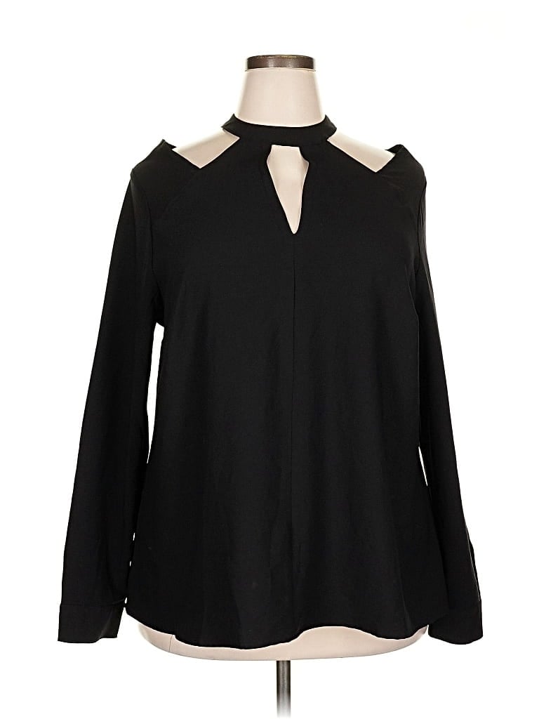Pre-owned Lane Bryant Long Sleeve Blouse In Black