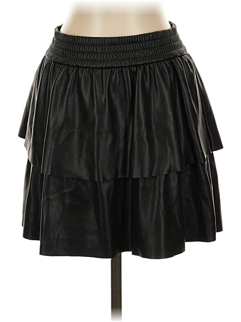 Pre-owned Alice And Olivia Alice + Olivia Faux Leather Skirt In Black