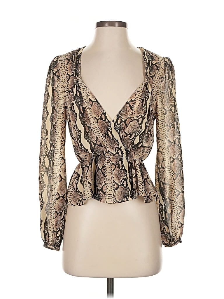 Pre-owned Lpa Long Sleeve Blouse In Gold
