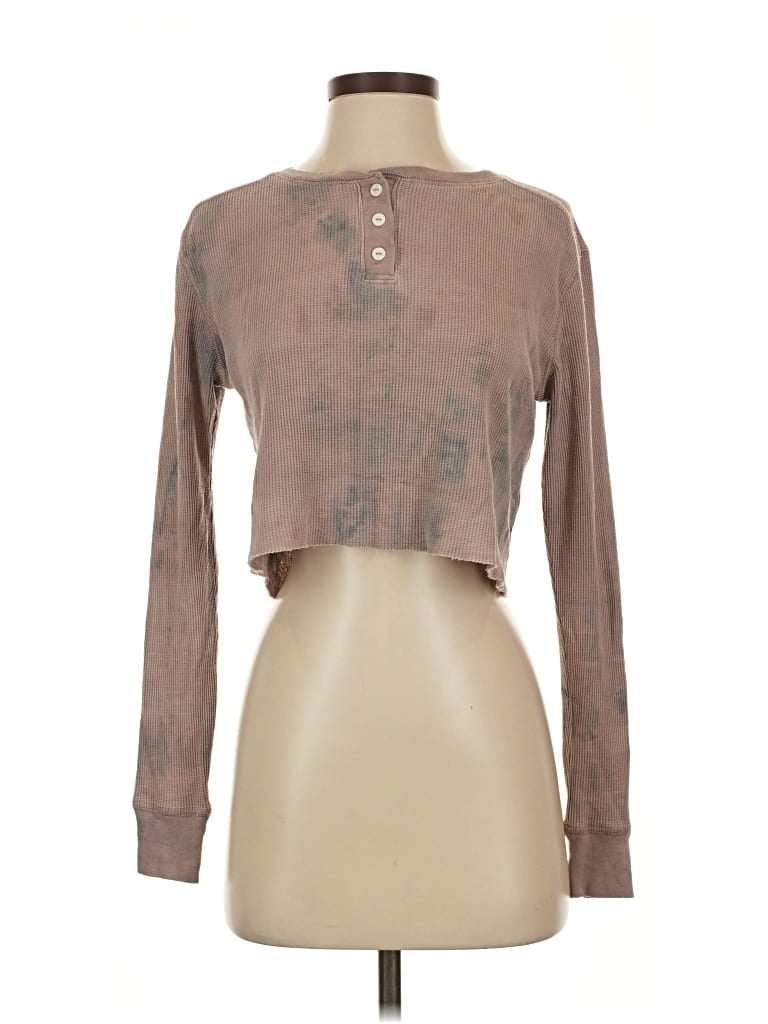 Pre-owned Wild Fable Long Sleeve Henley Shirt In Brown