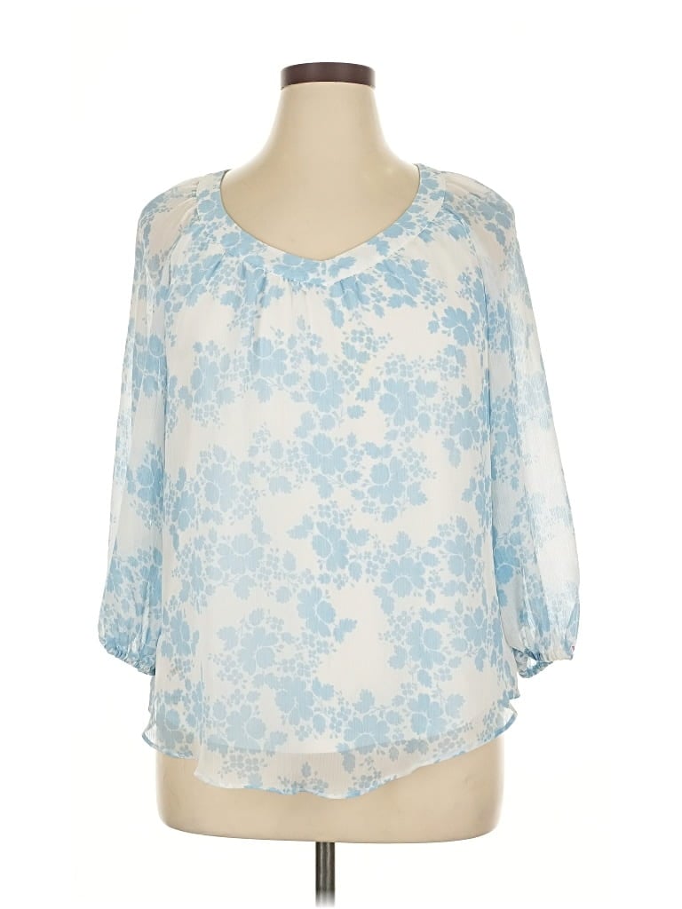 Pre-owned Lc Lauren Conrad 3/4 Sleeve Blouse In Blue