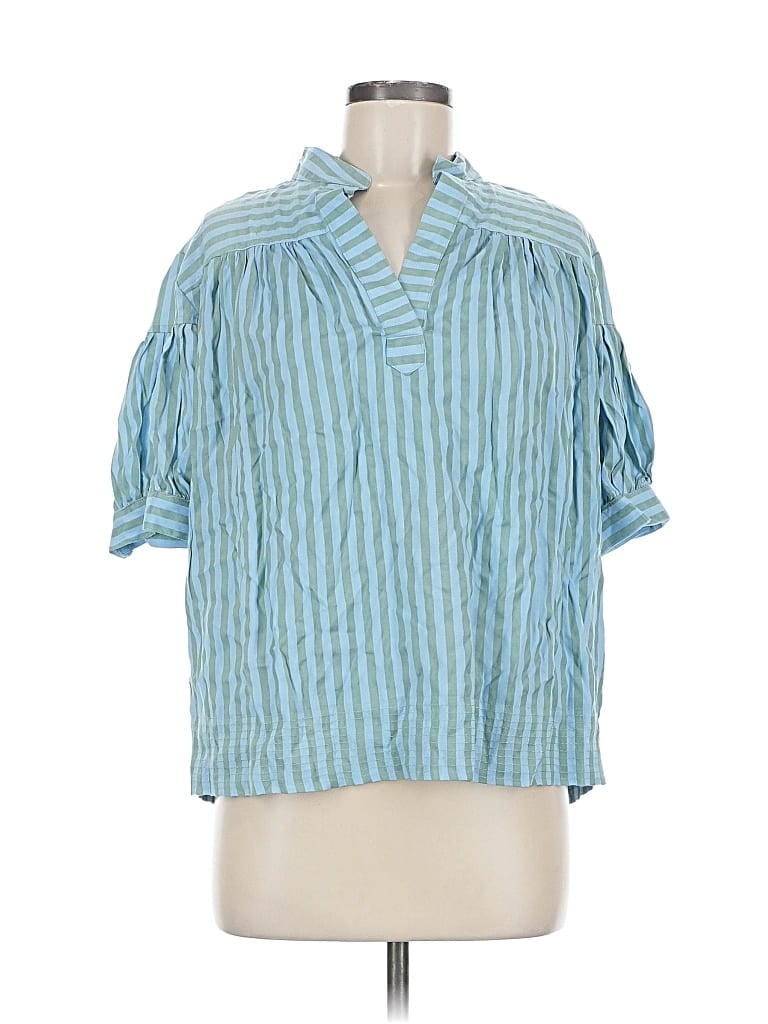 Pre-owned Assorted Brands Short Sleeve Blouse In Blue