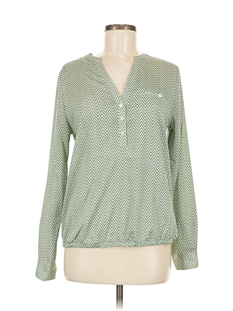 Pre-owned The Limited Long Sleeve Blouse In Green