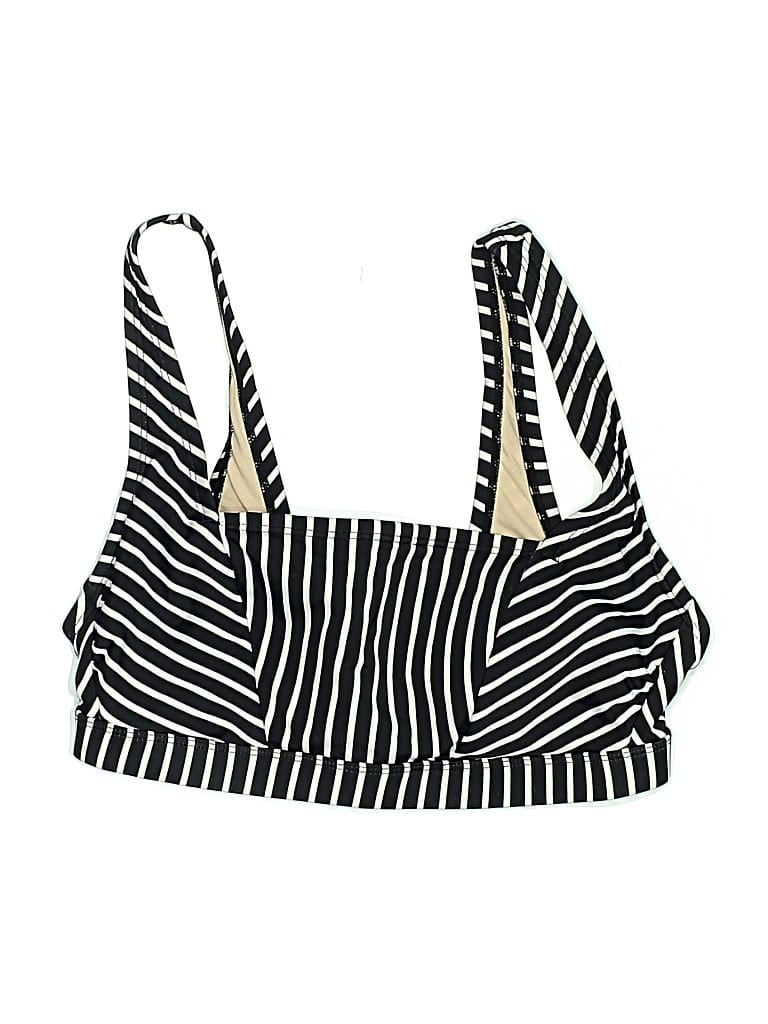 Pre-owned Kona Sol Swimsuit Top Black Stripes Pattern Swimwear