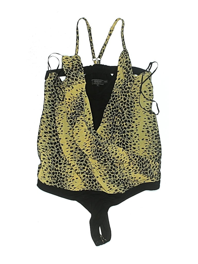 Pre-owned Guess Sleeveless Top Yellow Halter Neckline Tops