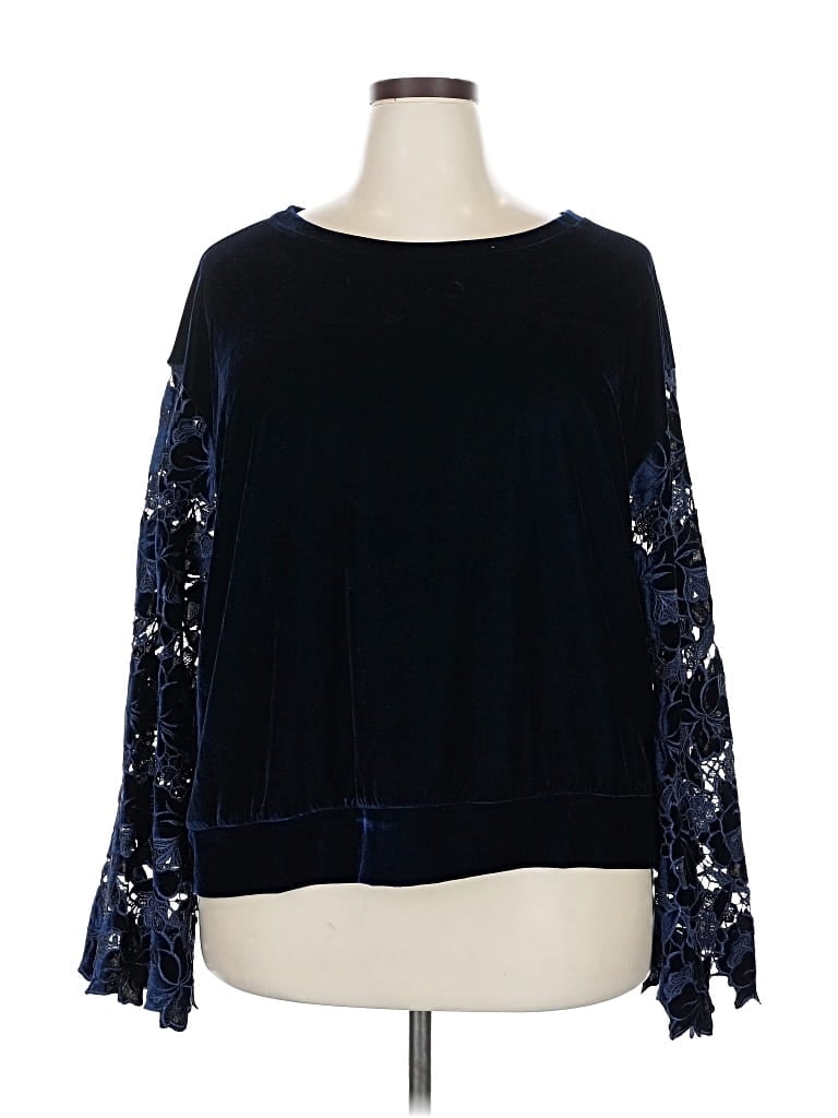 Pre-owned Stellah Long Sleeve Blouse In Blue
