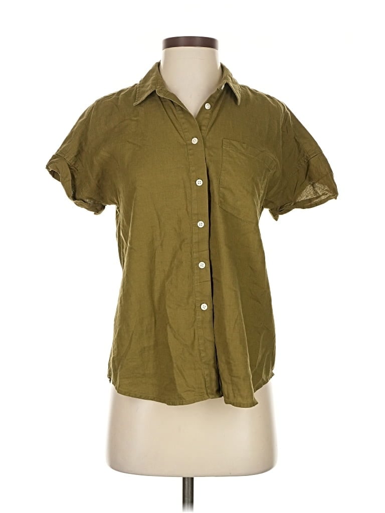 Pre-owned Lucky Brand Short Sleeve Button Down Shirt In Green