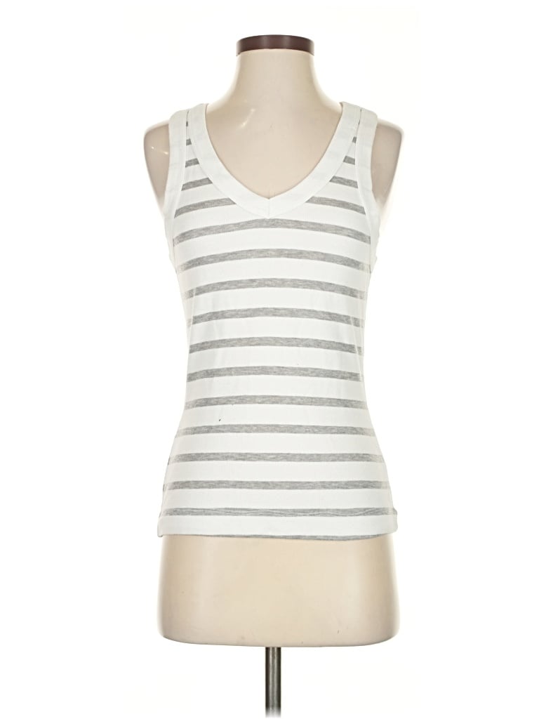 Pre-owned Michael Stars Tank Top Silver Plunge Neckline Tops