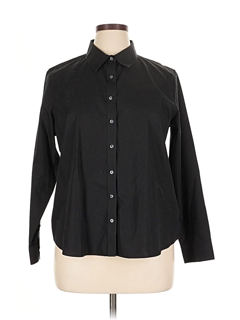 Pre-owned Lands' End Long Sleeve Blouse In Black