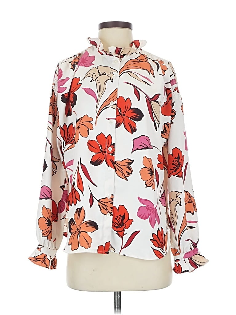 Pre-owned Ann Taylor Long Sleeve Blouse In White