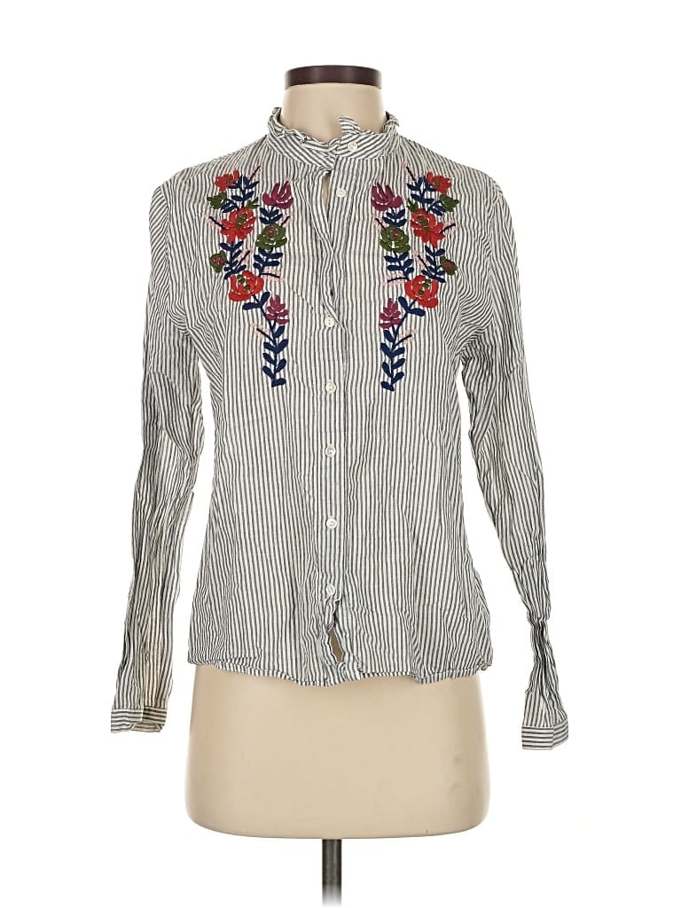 Pre-owned Velvet By Graham & Spencer Long Sleeve Blouse In Gray