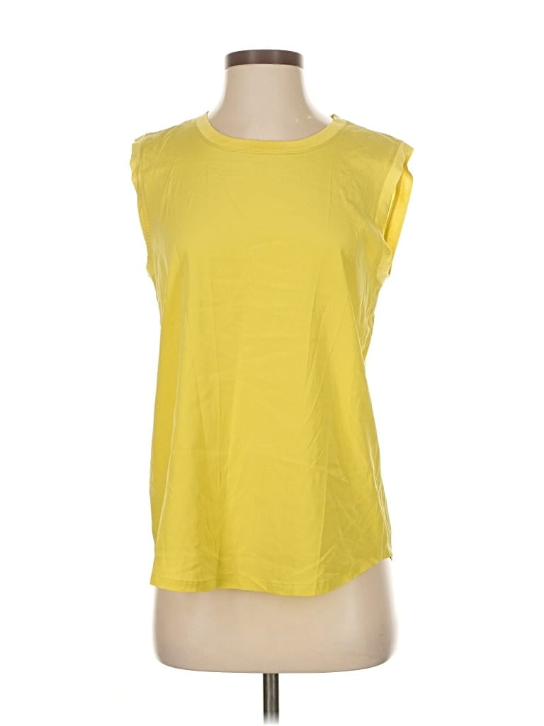 Pre-owned Adriano Goldschmied Sleeveless Top Yellow Scoop Neck Tops