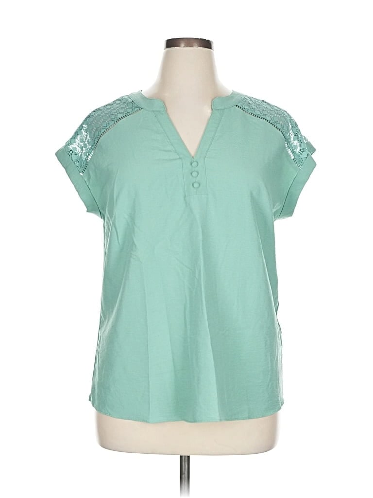 Pre-owned Fortune + Ivy Short Sleeve Blouse In Blue