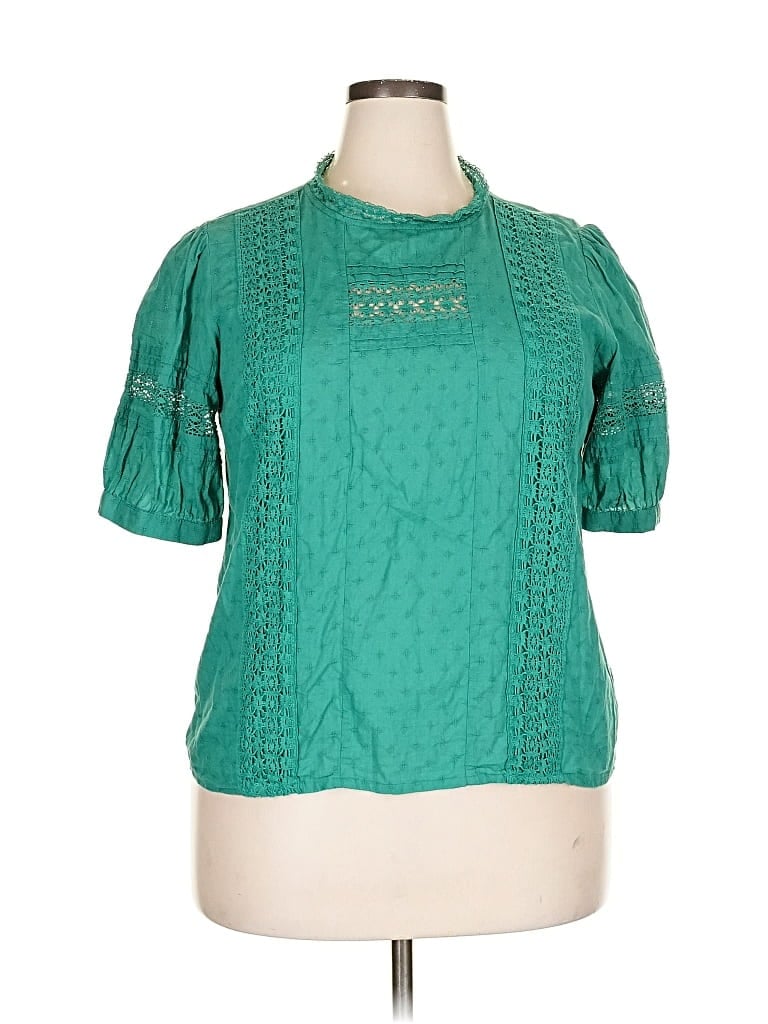 Pre-owned Universal Thread Short Sleeve Blouse In Green