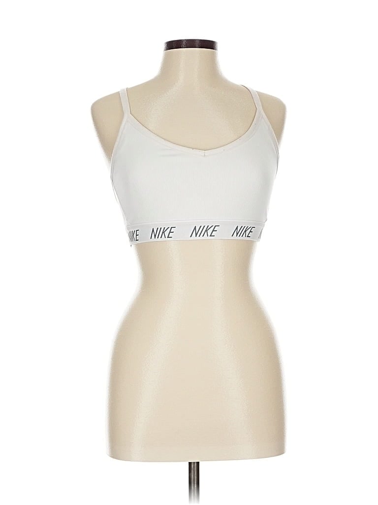 Pre-owned Nike Tank Top Ivory Strapless Neckline Tops In White