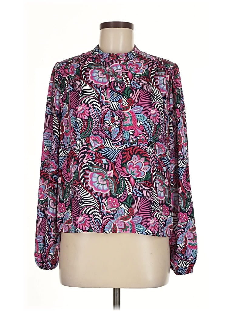 Pre-owned Ann Taylor Loft Long Sleeve Blouse In Purple