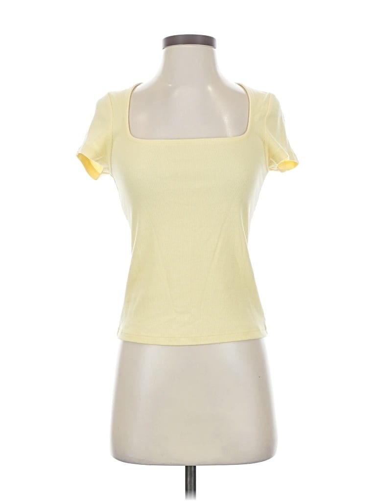 Pre-owned Old Navy Short Sleeve Top Yellow Sweetheart Neckline Tops