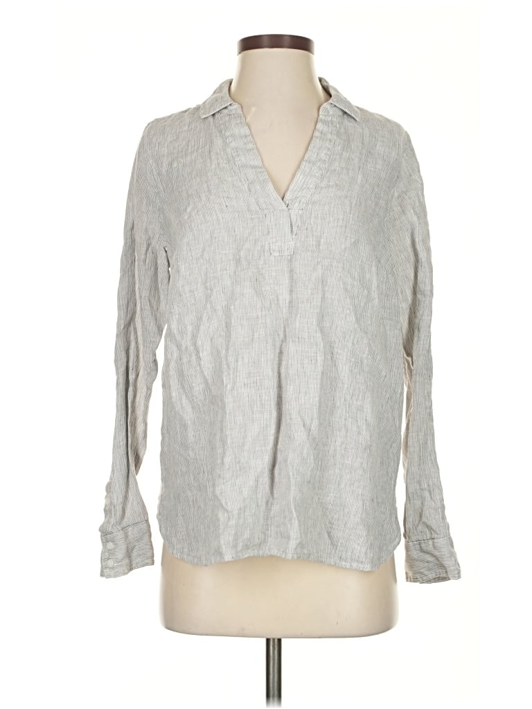 Pre-owned Nydj 3/4 Sleeve Button Down Shirt In Gray