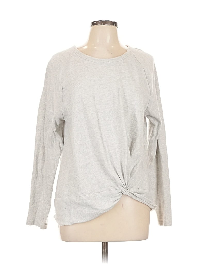 Pre-owned Ann Taylor Loft Long Sleeve T-shirt In Silver