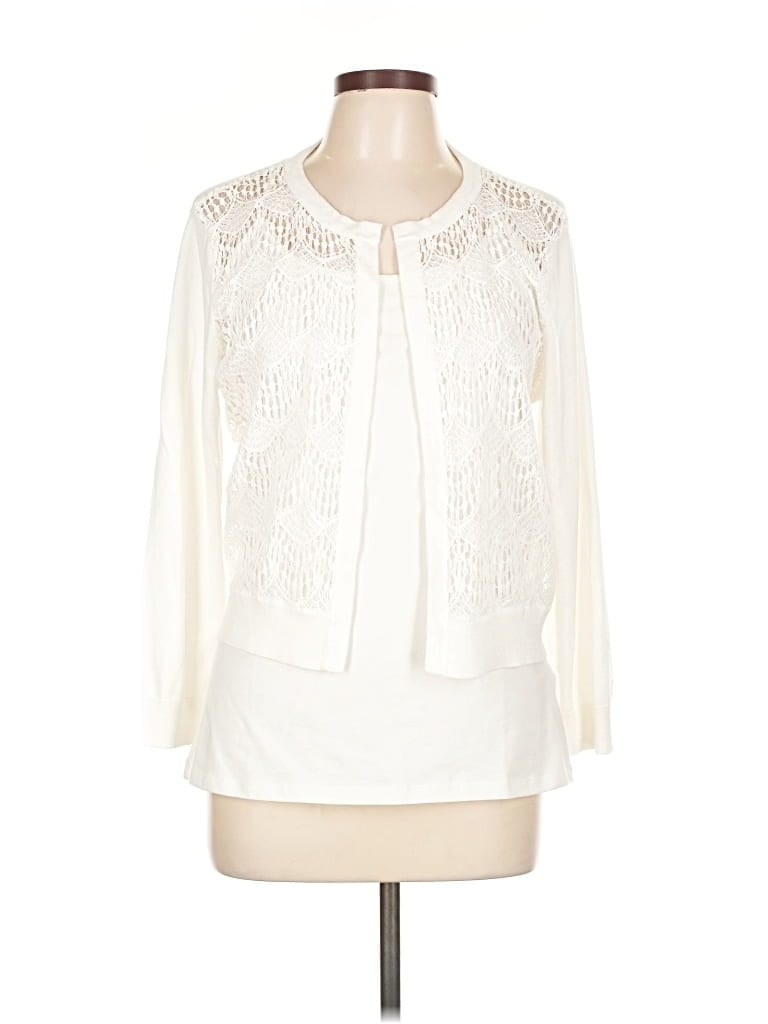 Pre-owned Dkny Cardigan Sweater In White