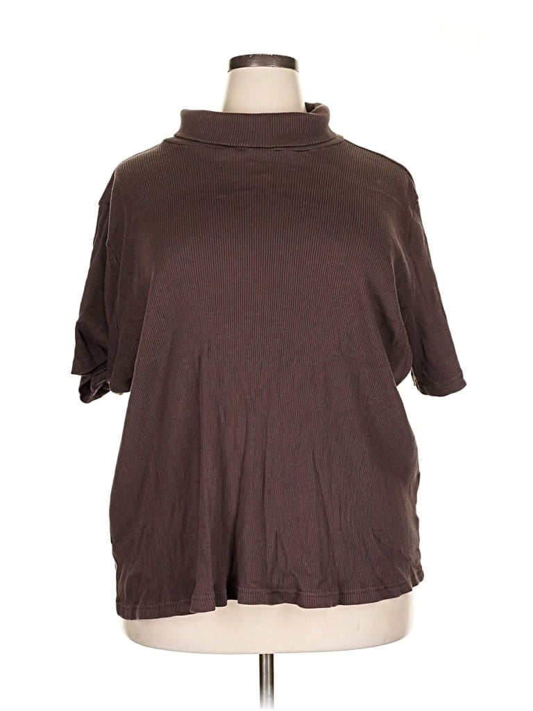 Pre-owned Woman Within Short Sleeve Turtleneck In Brown