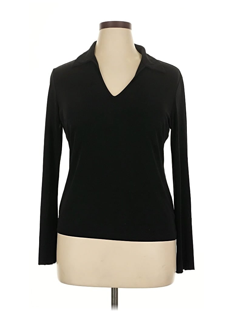 Pre-owned New York And Company Long Sleeve Top Black Cowl Neck Tops