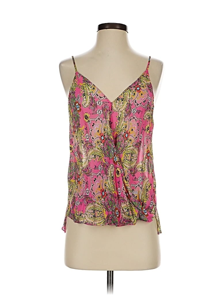 Pre-owned Bailey44 Tank Top Pink Floral Pattern Plunge Neckline Tops