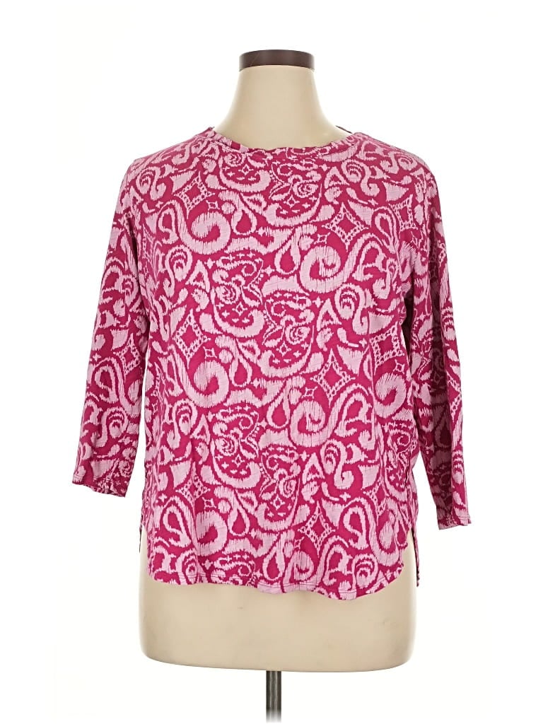 Pre-owned Fresh Produce 3/4 Sleeve Top Pink Boatneck Tops