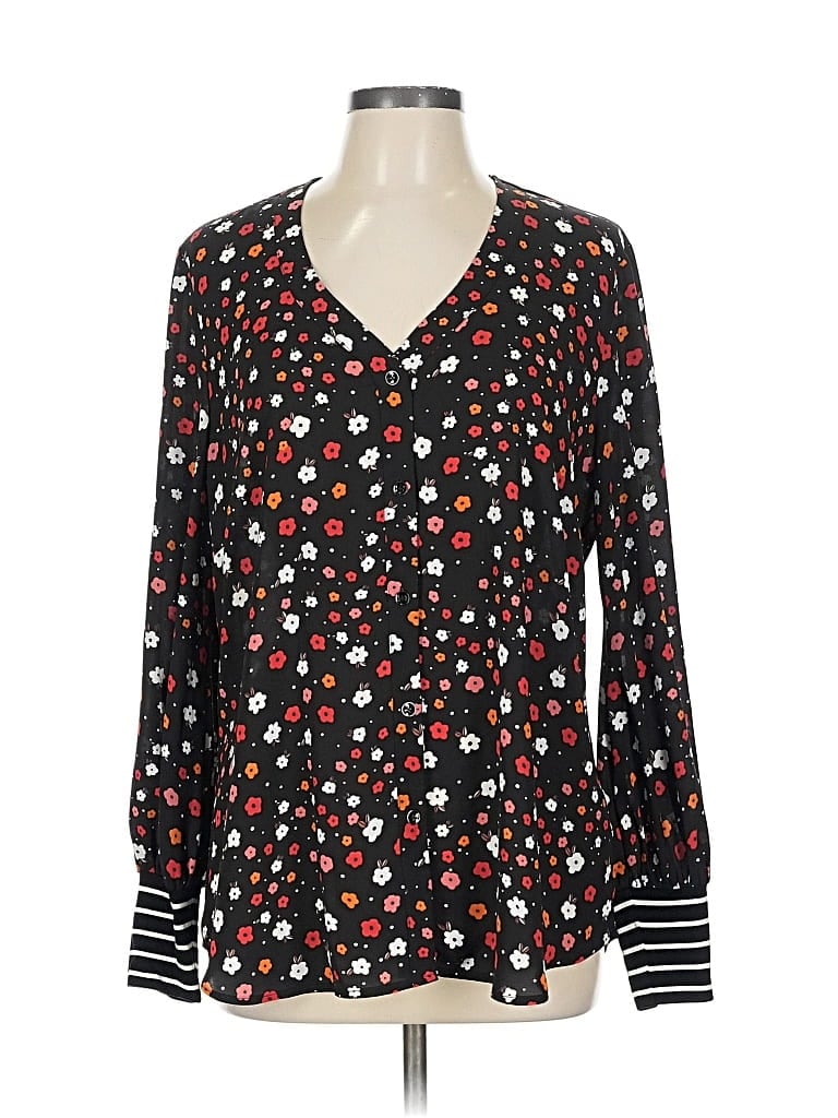 Pre-owned Cabi Long Sleeve Blouse In Black
