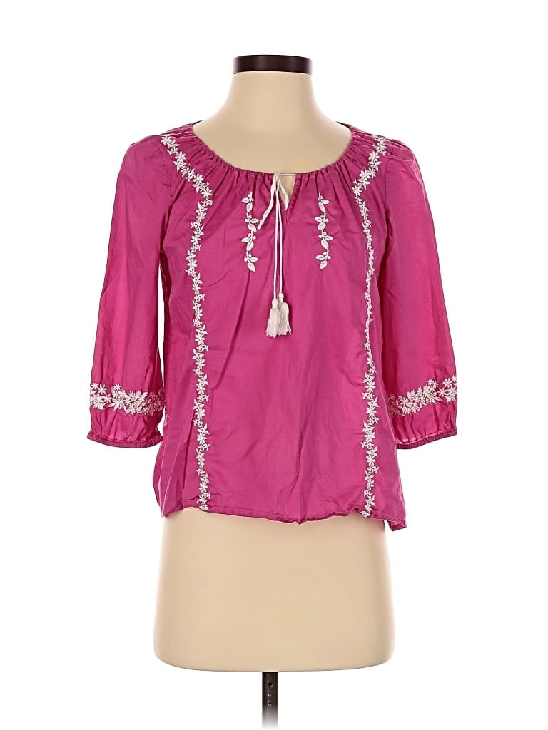 Pre-owned Ann Taylor Loft 3/4 Sleeve Blouse In Pink