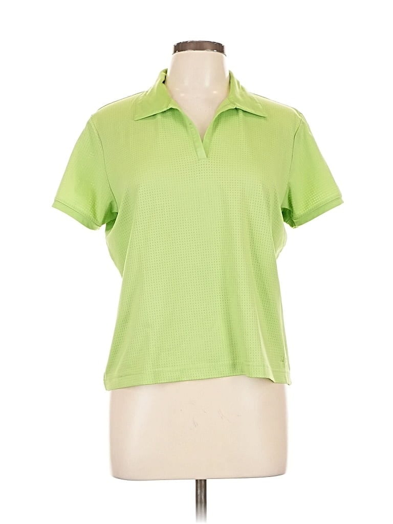 Pre-owned Izod Short Sleeve Blouse In Green