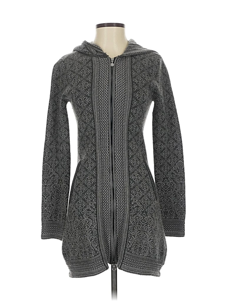 Pre-owned Athleta Wool Cardigan Sweater In Gray