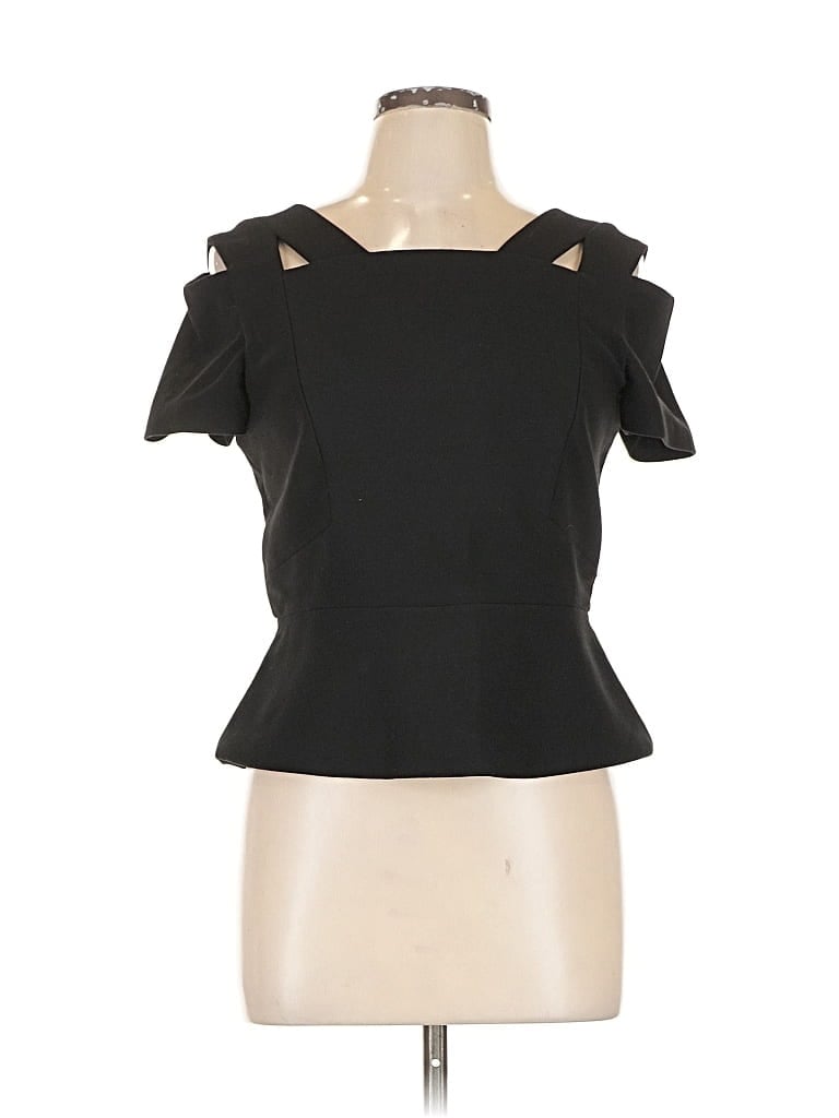 Pre-owned Roland Mouret Short Sleeve Top Black Cold Shoulder Neckline Tops