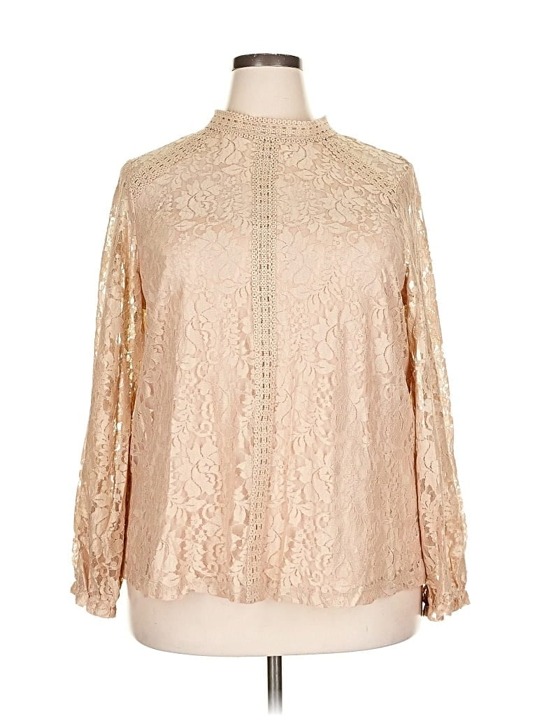 Pre-owned Cable & Gauge Long Sleeve Blouse In Brown