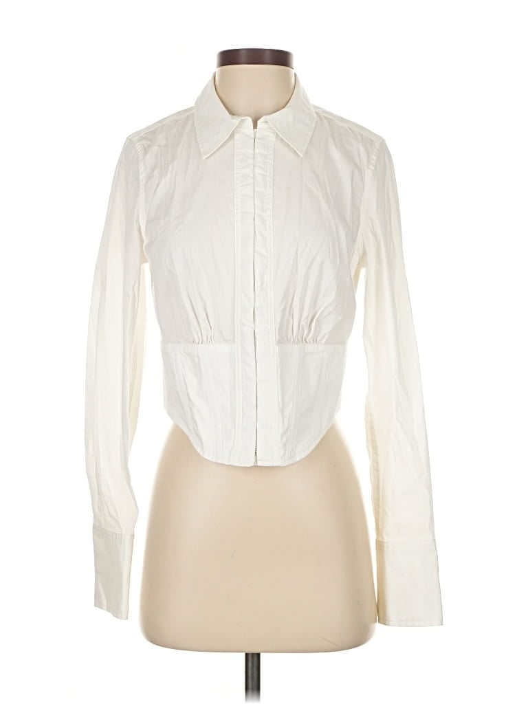Pre-owned Banana Republic Long Sleeve Blouse In White