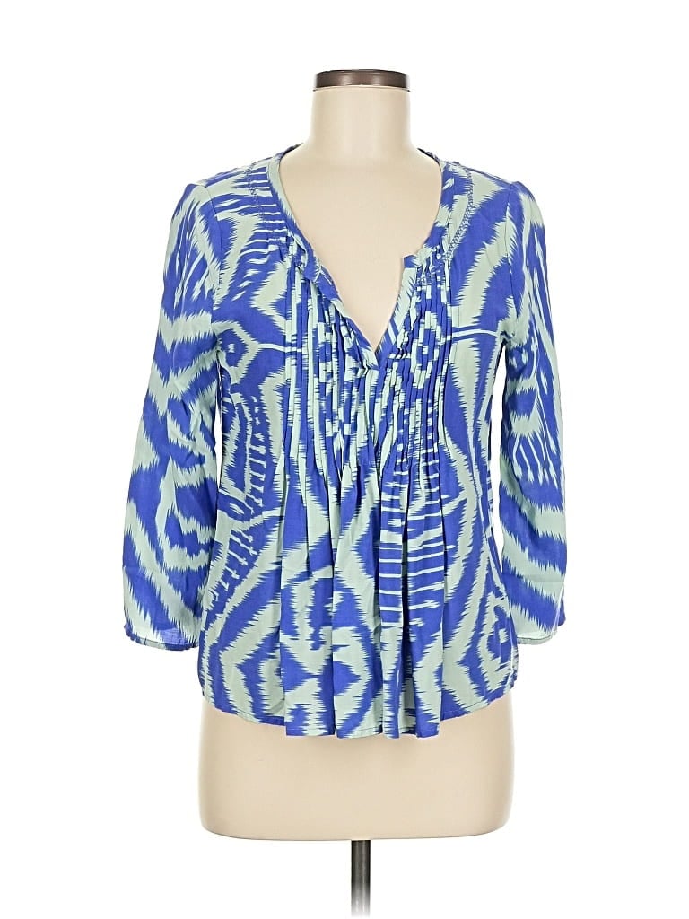 Pre-owned Vanessa Virginia 3/4 Sleeve Blouse In Blue