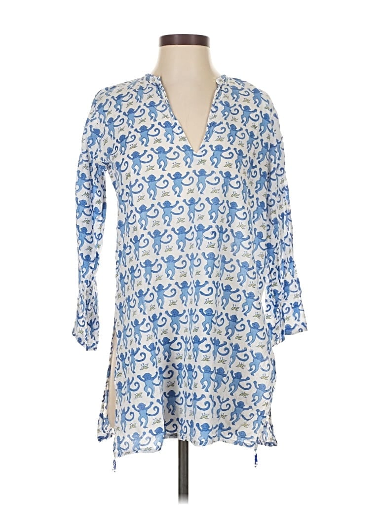 Pre-owned Roberta Roller Rabbit 3/4 Sleeve Blouse In Blue