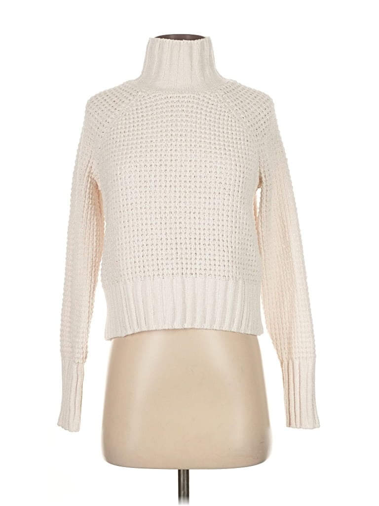 Pre-owned Hippie Rose Turtleneck Sweater In White