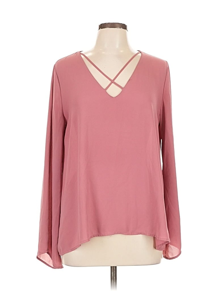 Pre-owned Lush Long Sleeve Blouse In Burgundy
